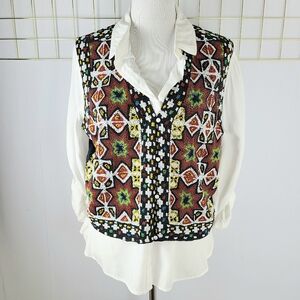 Vintage Seed Bead Tribal Graphic Vest